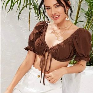 Women’s shein tie front crop top